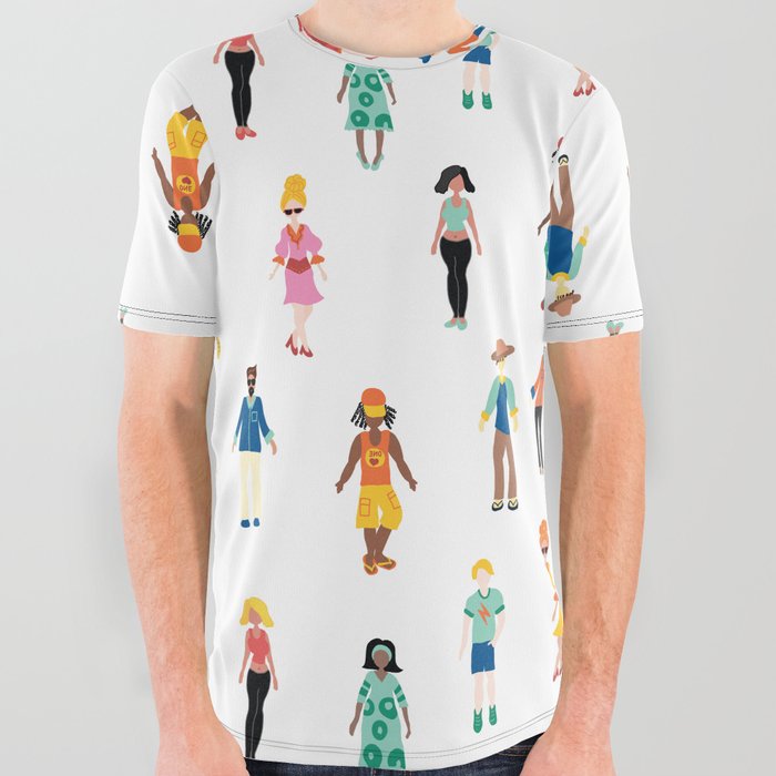 Multicultural Diversity Peoople All Over Graphic Tee
