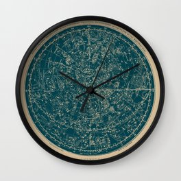 Constellations of the Northern Hemisphere Vintage Paper and Emerald Wall Clock