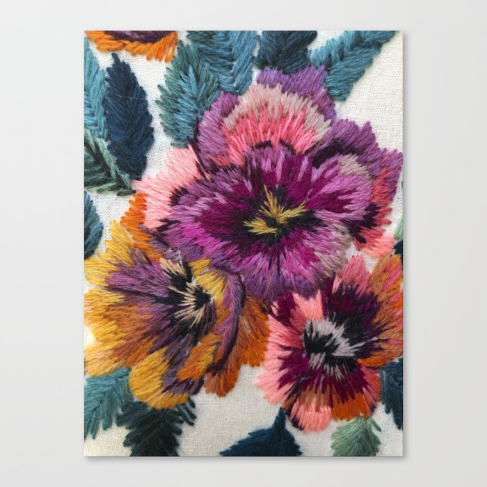 flores bordadas Canvas Print