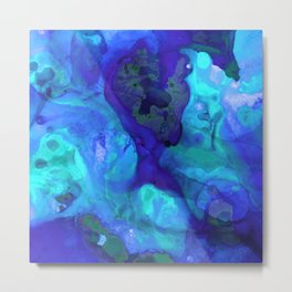 Violet Blue - Abstract Art By Sharon Cummings Metal Print | Modern, Liquid, Abstract, Lightblue, Fluid, Beach, Teal, Contemporary, Darkblue, Aqua 