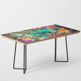 Butterfly in colorful floral garden bohemian fantasy Coffee Table