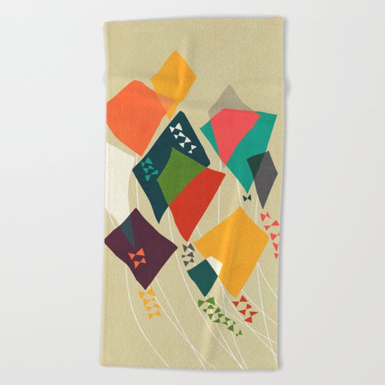 Whimsical kites Beach Towel