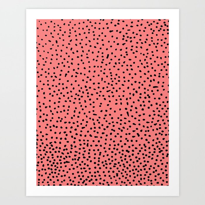 Black Dots on Coral Art Print
