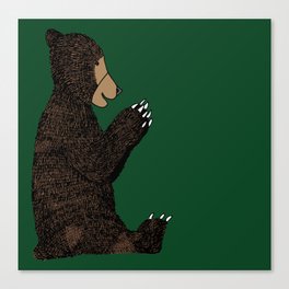happy bear (green background) Canvas Print