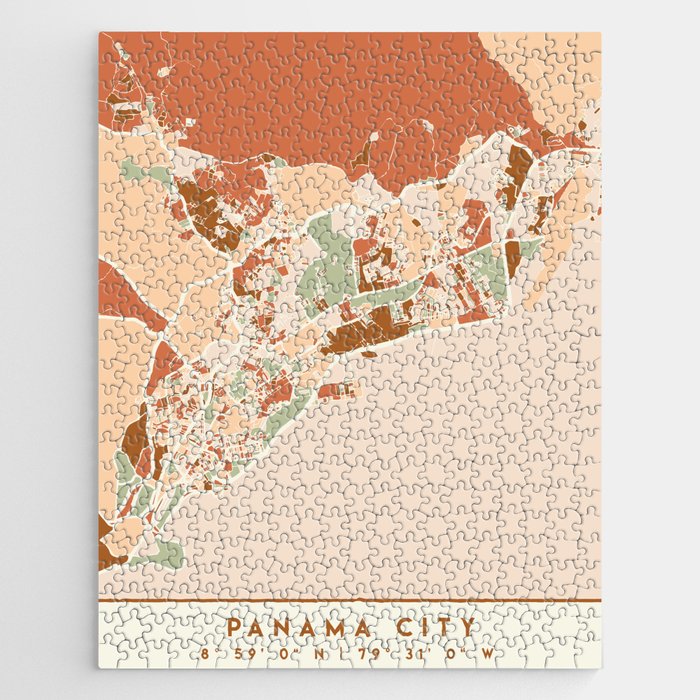 PANAMA CITY MAP EARTH TONES Jigsaw Puzzle