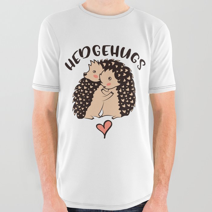 Hedgehugs Cute Hedgehog Hugs All Over Graphic Tee