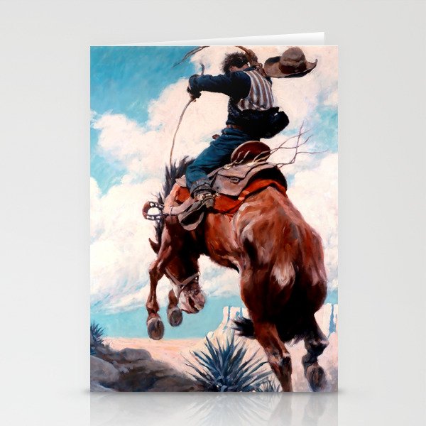 Vintage Western Painting “Bucking” by N C Wyeth Stationery Cards