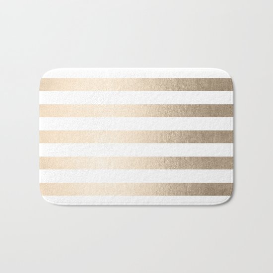 Simply Striped in White Gold Sands Bath Mat