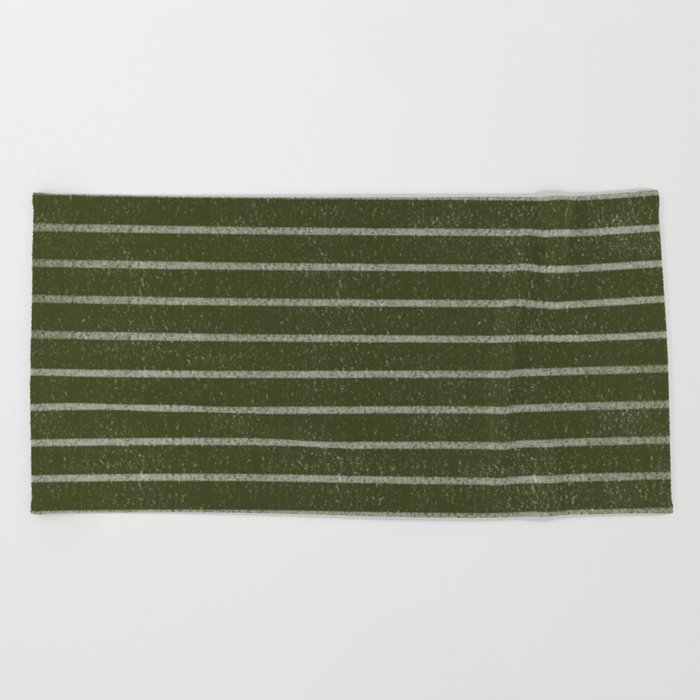 Classic Stripe (Olive Green) Beach Towel