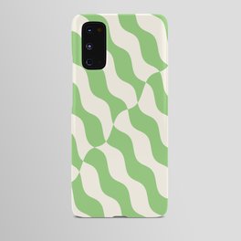 Retro Wavy Abstract Swirl Pattern in Green & White Android Case