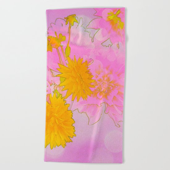 Pink & Gold Floral Beach Towel