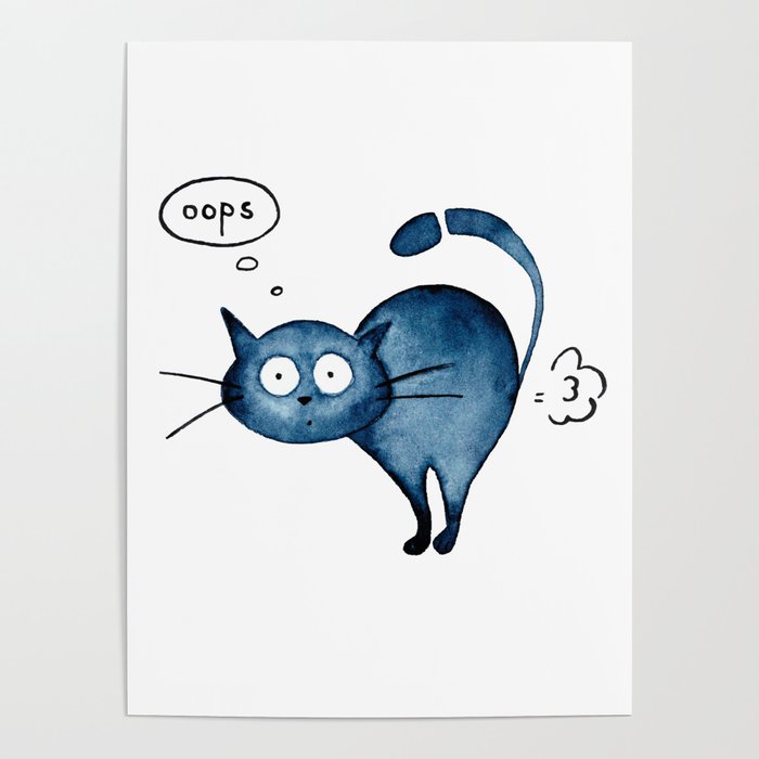 Fart blue cat Poster