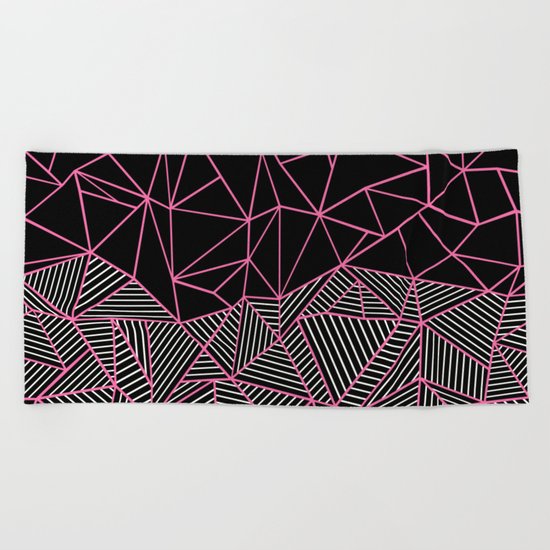 Ab Half an Half Black and Pink Beach Towel