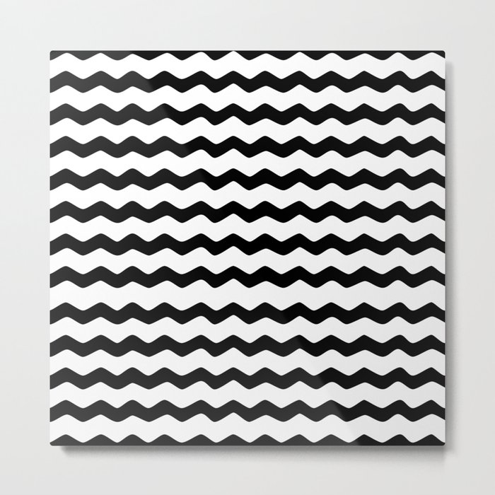 Black and White Zig Zag Pattern Metal Print