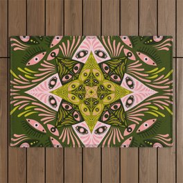 Optical Mandala – Sage & Pink Outdoor Rug