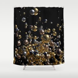 Elegant Abstract Geometry Explosion -Gold and Silver,Black- Shower Curtain