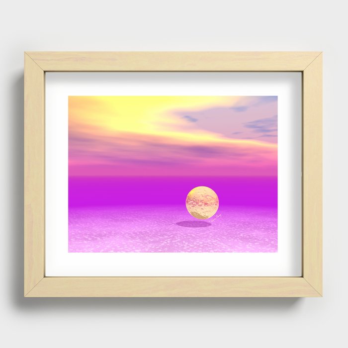 Adrift, Abstract Gold Violet Ocean Recessed Framed Print