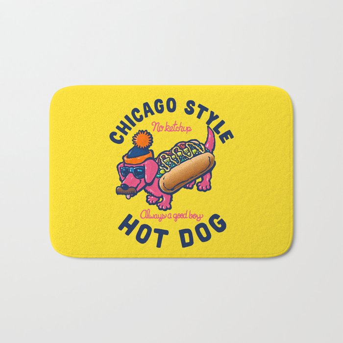 Da Chicago Dog With Text Bath Mat