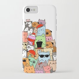 Cute Cats and Dogs Doodle iPhone Case