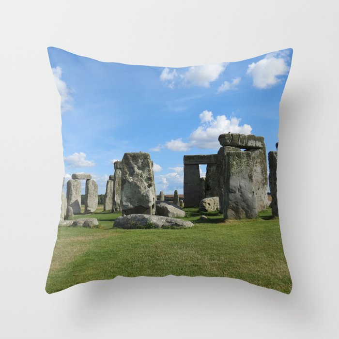 Great Britain Photography - The Famous Stonehenge Under The Blue Sky Throw Pillow