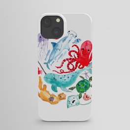Ocean Creatures - Sea Animals Characters - Watercolor iPhone Case