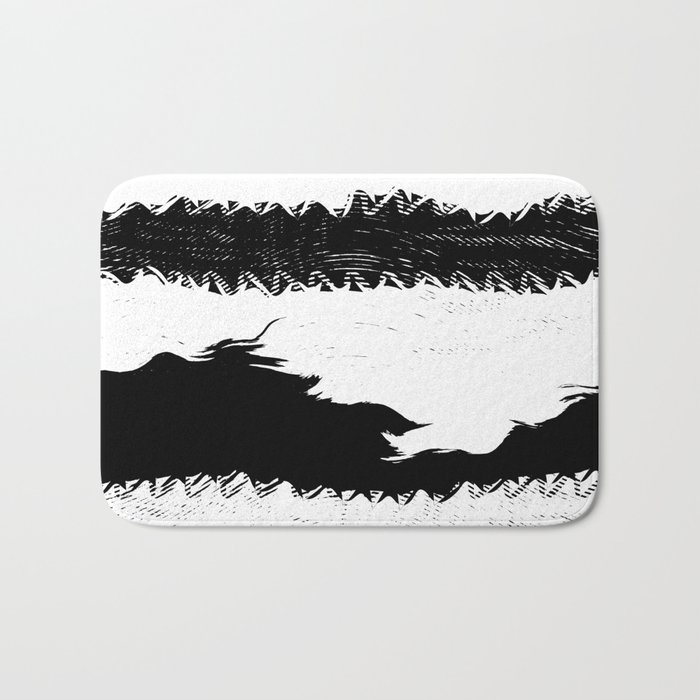 Abstract black and white stripes Bath Mat