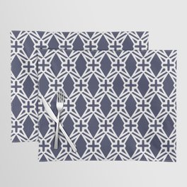 Navy and White Geometric Shape Tile Pattern Pairs DE 2022 Trending Color Singing the Blues DET576 Placemat