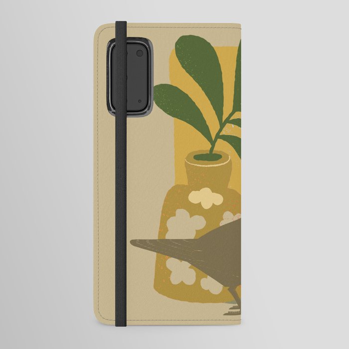 Tan Beige Dove with Leaves and Flowers  Android Wallet Case