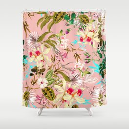 Gardenia | Vintage Botanical Nature Pattern | Blush Boho Plants Garden Floral Shower Curtain