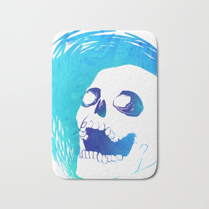 Scratchy Skull (Blue) Bath Mat