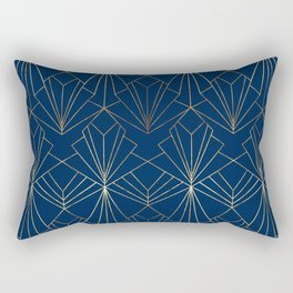 Navy Blue Art Deco Rectangular Pillow