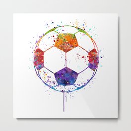 Soccer Ball Watercolor Sports Art Metal Print