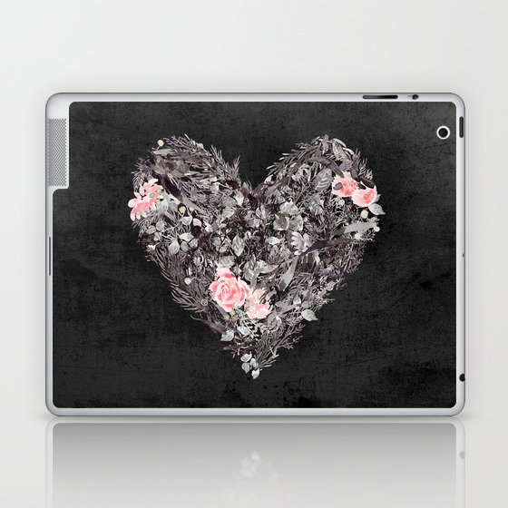 Botanical Heart - Black and White Laptop & iPad Skin