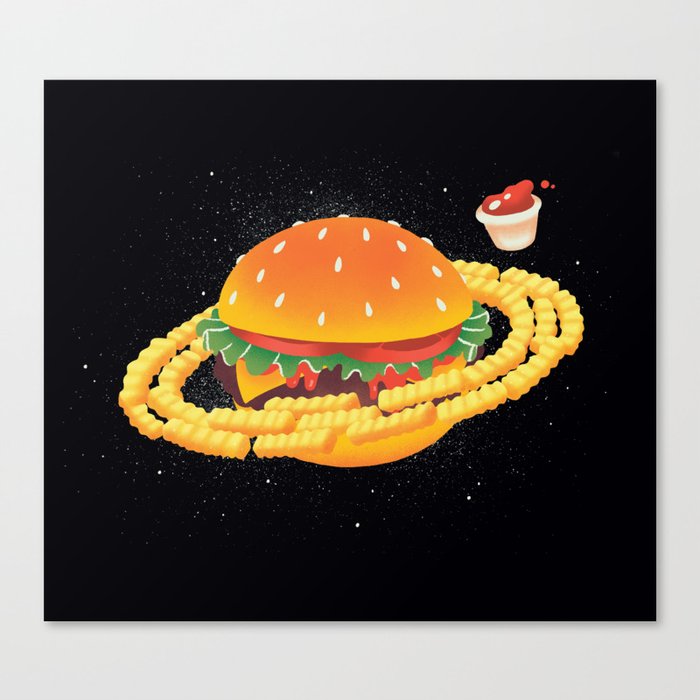 Galactic Cheeseburger & Fries Canvas Print