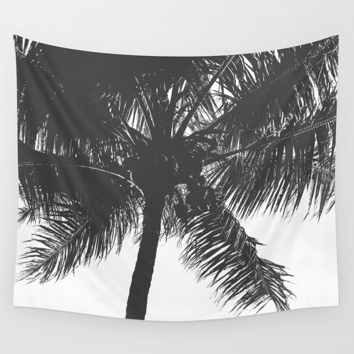 Palm Tree Grey Summer Beach Wall Tapestry