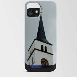 Saint William's church in Strasbourg, France | Black pitched roof, bell and clock iPhone Card Case