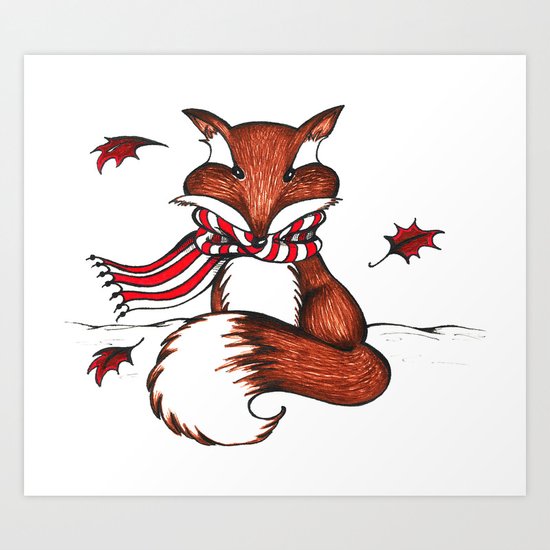 Holiday Fox Art Print