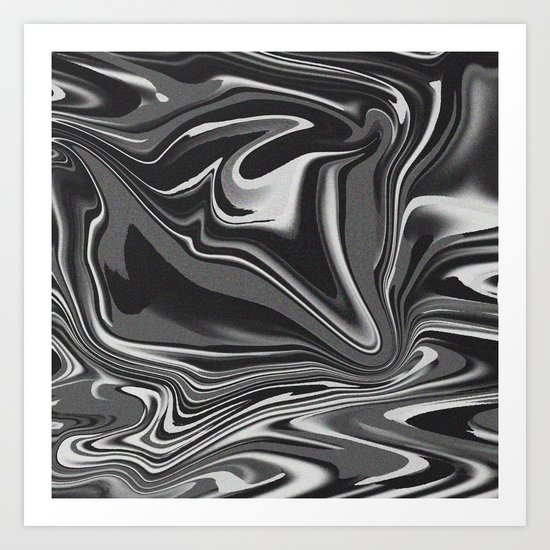 noisy black and white glitch Art Print