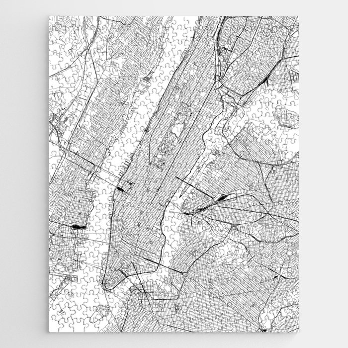 New York City White Map Jigsaw Puzzle