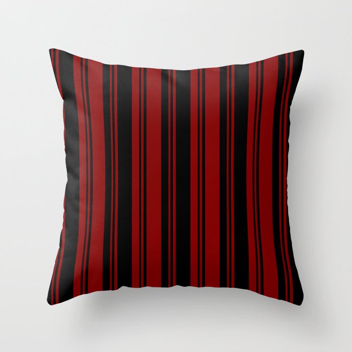 Maroon & Black Colored Striped Pattern Throw Pillow