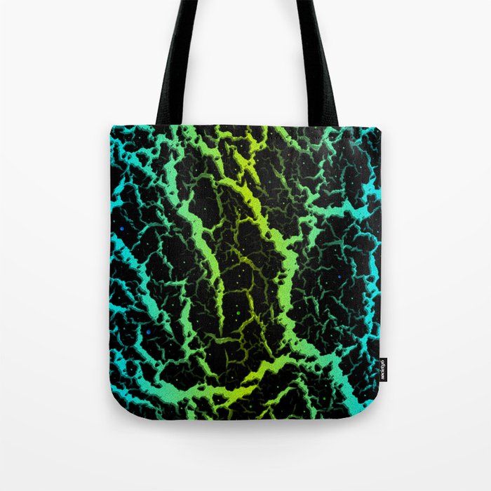 Cracked Space Lava - Cyan/Lime Tote Bag