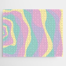 Ebb and Flow 4 - Pastel Pink, Yellow, Purple and Green Jigsaw Puzzle