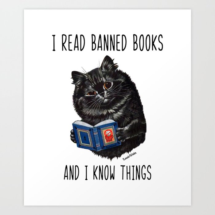 Louis Wain Cats-I Read Banned Books Art Print by Digital Effects