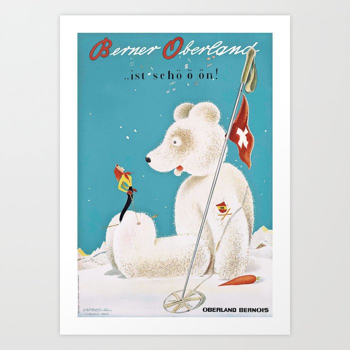 Berner Oberland - Vintage Ski Poster Art Print