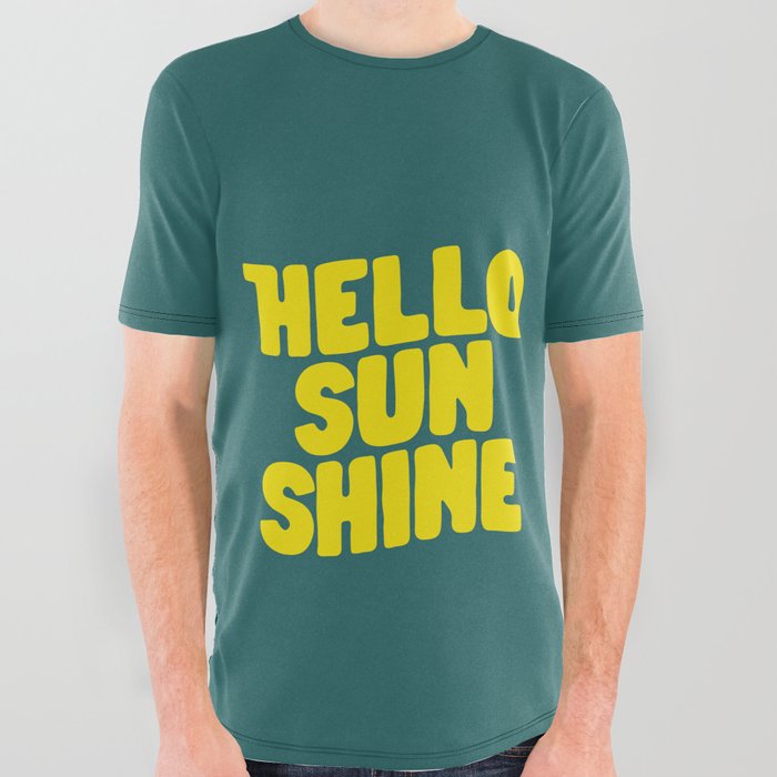 Hello Sunshine in Green and Yellow All Over Graphic Tee