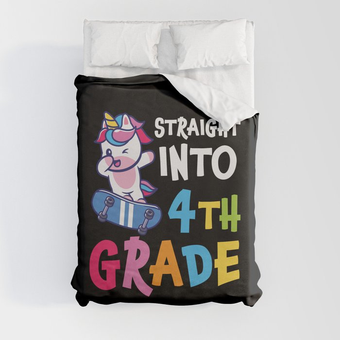 Straight Into 4th Grade Dabbing Unicorn Duvet Cover