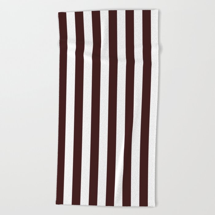 Narrow Vertical Stripes White And Dark Sienna Brown Beach Towel White And Dark Sienna Brown Beach Towel