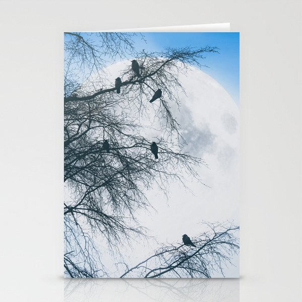 Crows Against Full Moon 2 Stationery Cards