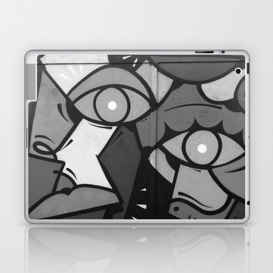 Faces Graffiti (Black and White) Laptop & iPad Skin