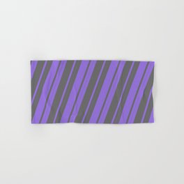 [ Thumbnail: Purple and Dim Grey Colored Pattern of Stripes Hand & Bath Towel ]